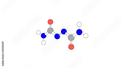 360º realistic 3D view of Azodicarbonamide as a seamless loop over a white opaque background with alpha mask. Also called diazenedicarboxamide and azodicarboxamide. photo