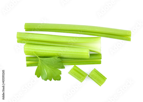 Top view of celery isolated on white background photo