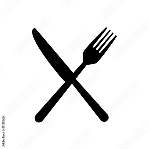 Fork and knife silhouette icon