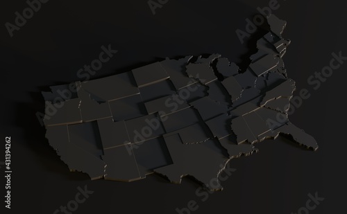 USA 3d Geographic Empty Map Abstract Levels Render