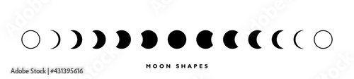 Moon phases astronomy icon set on white background. night moon phases and space astronomy. Concept cycle from new moon to full moon. Vector illustration