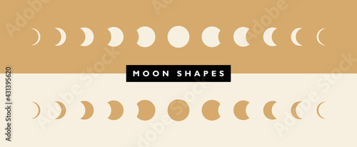 Moon phases astronomy icon set. Night moon phases and space astronomy. Concept cycle from new moon to full moon. Vector illustration