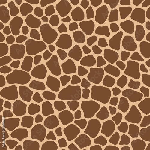 Vector seamless animalistic pattern. Freehand abstract illustration of giraffe skin print.