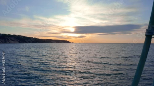 Long island new york beach sunset over the water