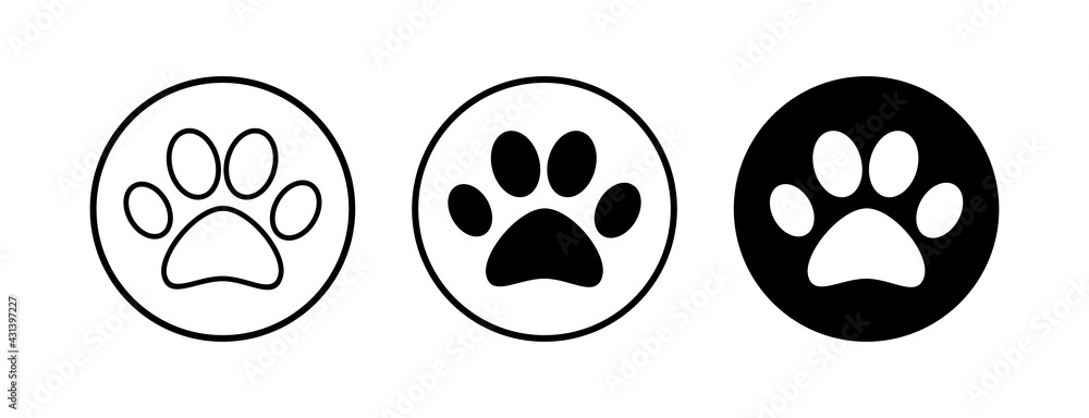 Paw icons set. Paw Print icon Paw icons set. Paw Print icon