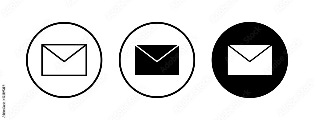 Mail icons set. E-mail icon. Envelope illustration. Message Mail icons set. E-mail icon. Envelope illustration. Message