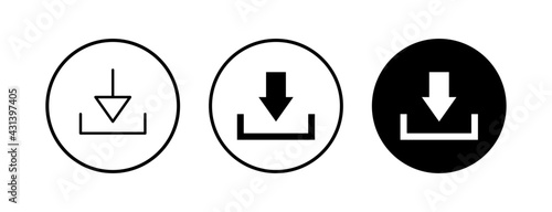 Download icons set. Downloading vector icon