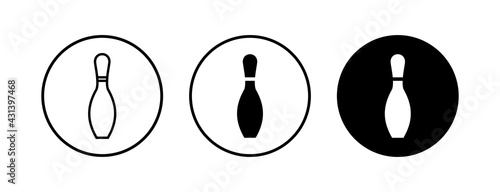 Bowling game Pin Icons set. Bowling icon, ball and pin