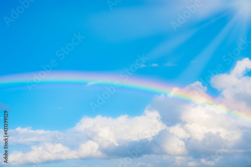 Real Maui, Hawaiian Rainbow, Anuenue over the blue sky, heavenly sky, white cloud