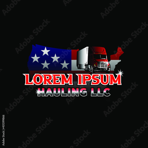 Illustration Vector graphic of truck  and USA flag logo design