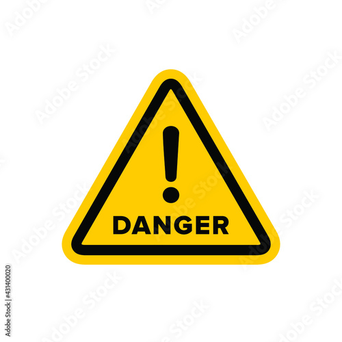 Hazard warning symbol. Danger sign, warning sign, attention sign. Danger warning attention icon with exclamation mark. Risk sign red black and yellow. Опасность.