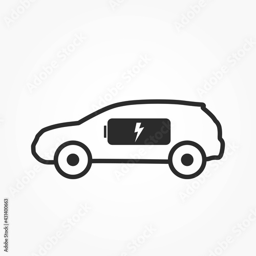 electric car line icon. zero emission vehicle and eco transport