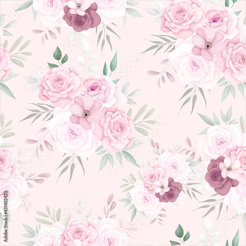 Elegant floral seamless pattern with beautiful soft flowers