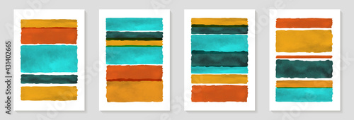 Creative minimalist hand painted Abstract art background with brush stroke watercolor stain line. Design for wall decoration, postcard, poster or brochure