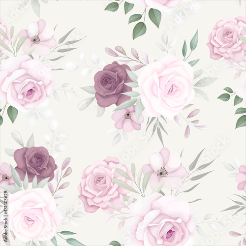 Elegant floral seamless pattern with beautiful soft flowers