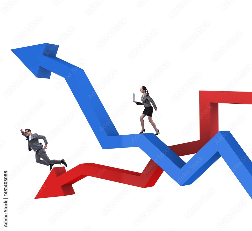 Business concept of both crisis and recovery Business concept of both crisis and recovery