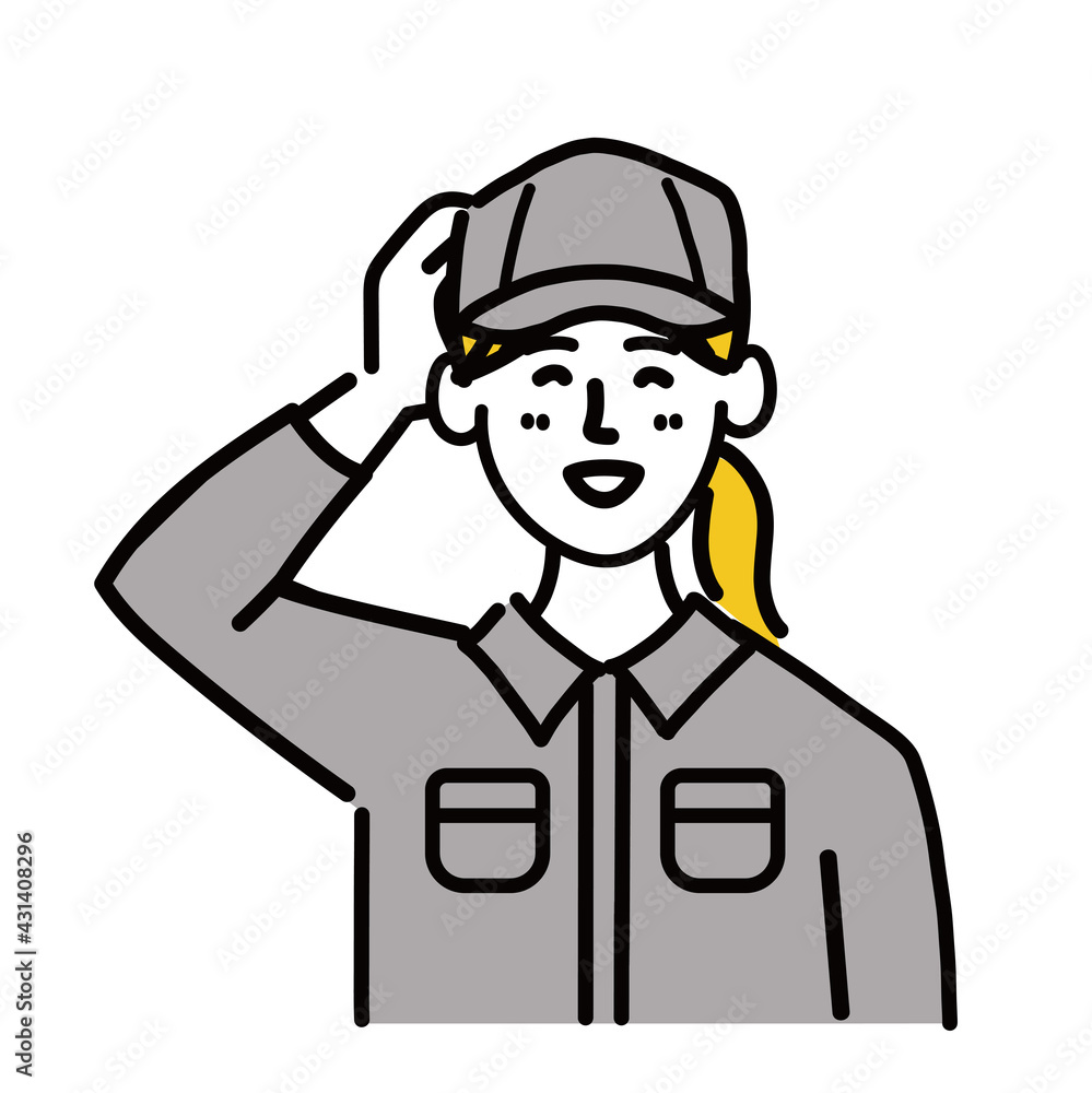作業服 女性 若い 照れる ポップ 手描き
作業服 女性 若い 照れる ポップ 手描き