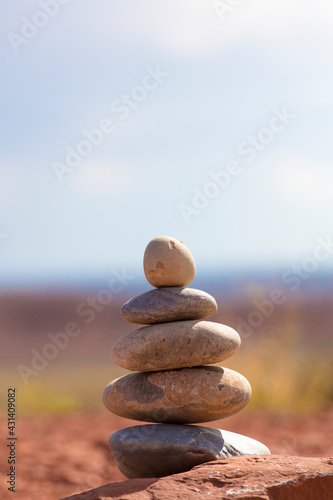 Stones balance - pebbles stack in the desert of Arizona