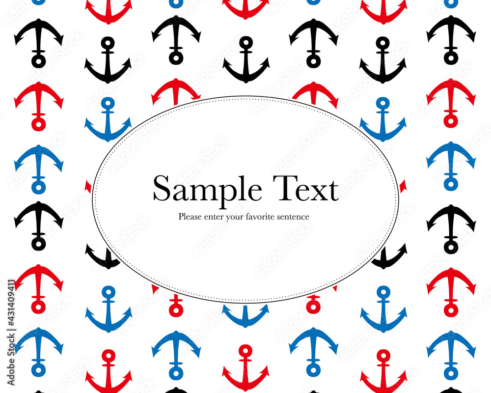 マリンカラーのイカリ柄のパターン背景フレーム Stock Vector Adobe Stock