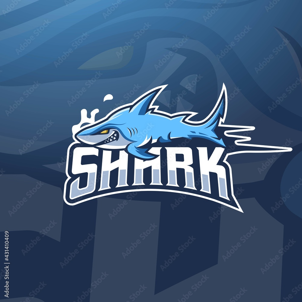 Shark mascot logo design vector with modern illustration concept style ...