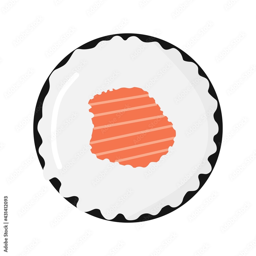 Vector illustration of sushi with white rice and salmon filled with meat, restaurant theme and Japanese cuisine, suitable for advertising of food products Vector illustration of sushi with white rice and salmon filled with meat, restaurant theme and Japanese cuisine, suitable for advertising of food products