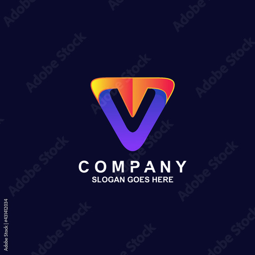 Letter v modern logo design
