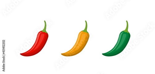 Three color peppers, comic cartoon vector