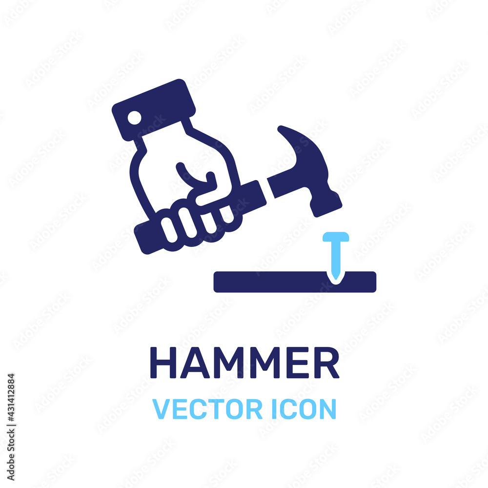 Hammer hit nail icon vector illustration. Home repairs concept. Hammer hit nail icon vector illustration. Home repairs concept.