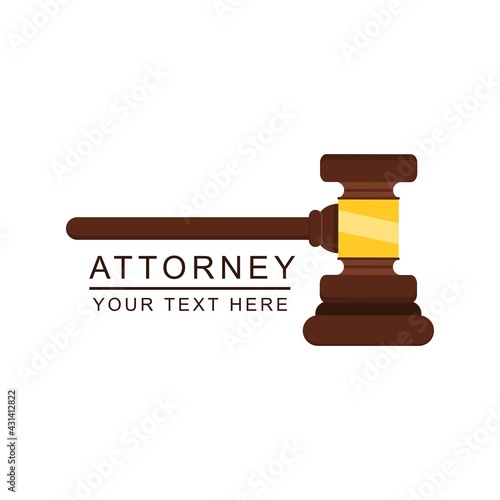 Vector flat isolated Attorney logo on the white background. Concept of auction, justice and courthouse.