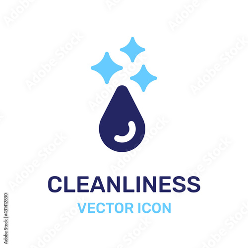 Cleanliness sparkle drop of water icon