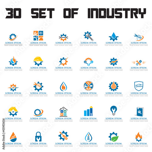 set of factory vector   set of industry logo