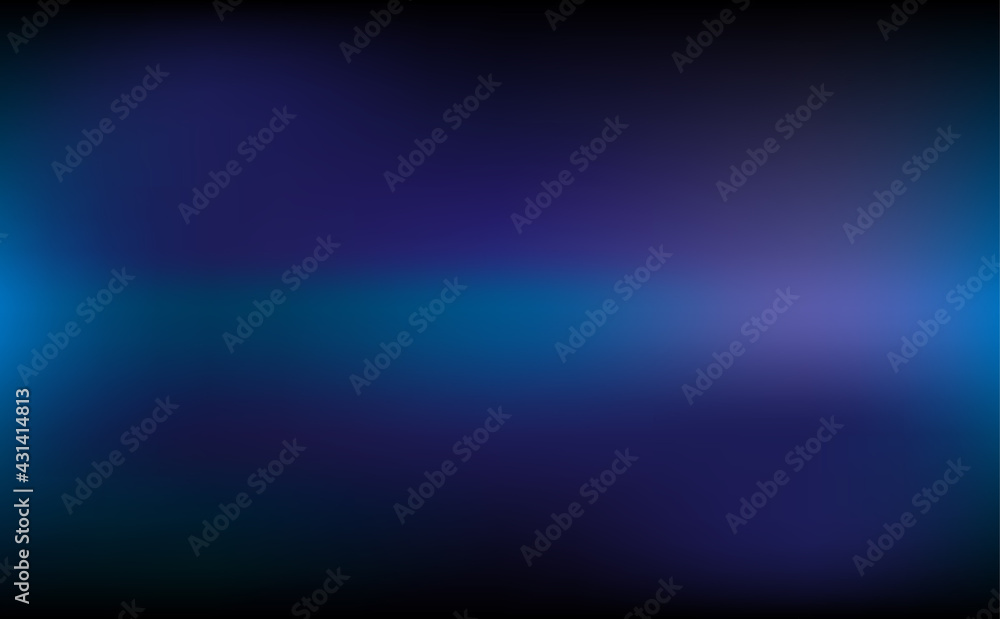 Abstract turquoise blue blurred background with luxury glow in dark shadow. Template, banner, poster, webpage in sci-fi and technology concept. Vector 