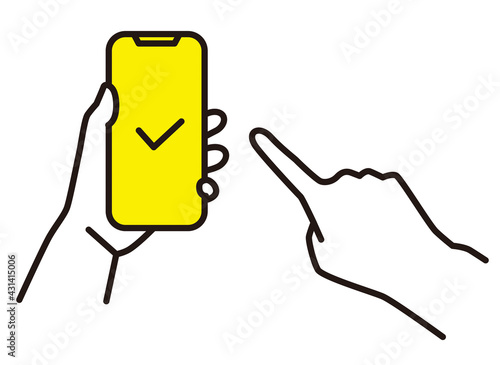 シンプル　イラスト　スマホで予約をする人