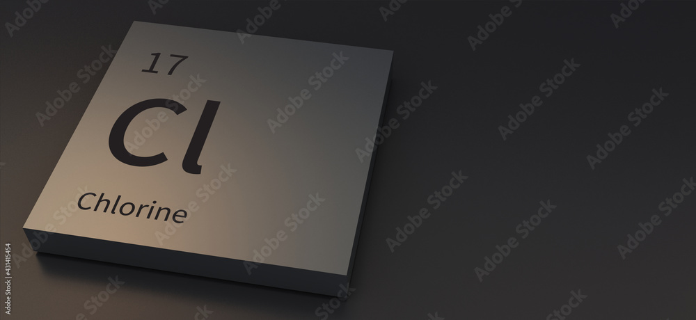 Chlorine-elements on periodic table 3d illustration. Chlorine-elements on periodic table 3d illustration.