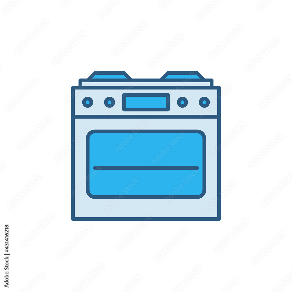 Gas Stove with Oven vector concept blue icon - Front View Gas Stove with Oven vector concept blue icon - Front View
