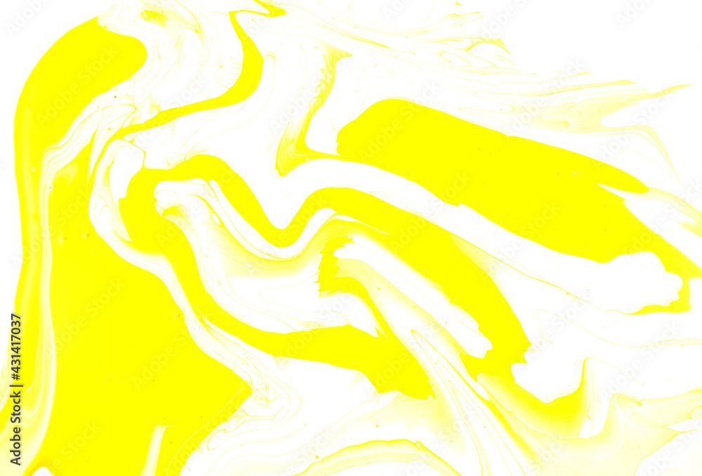 Handmade, yellow liquid marble photography, fluid art texture. Irregular abstract hand drawn acrylic painting.