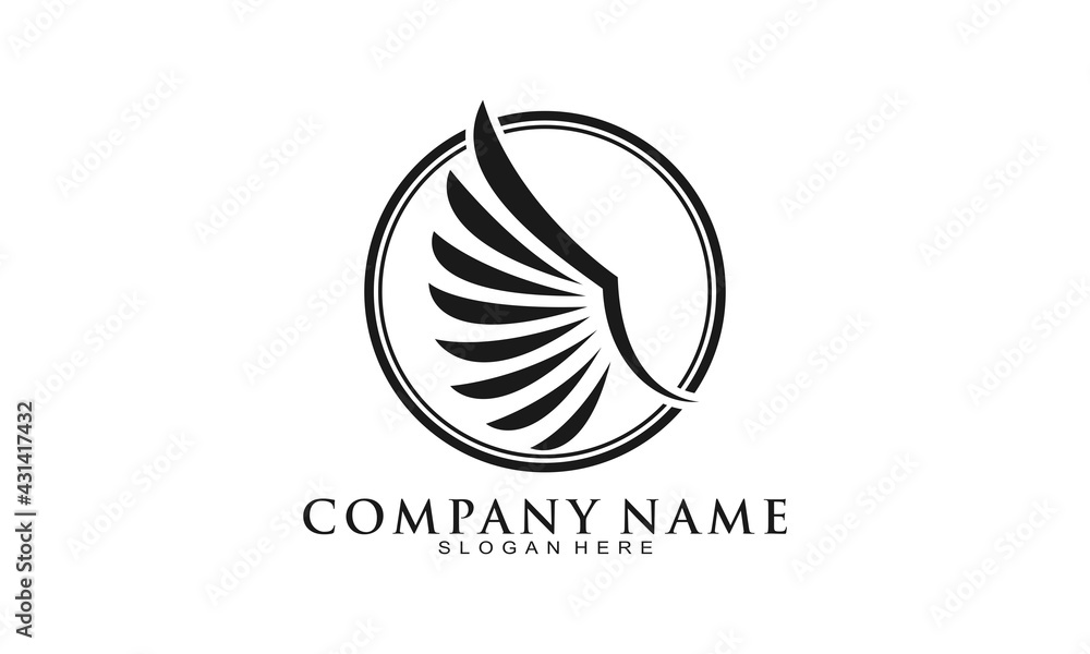 Wings feather luxury icon logo