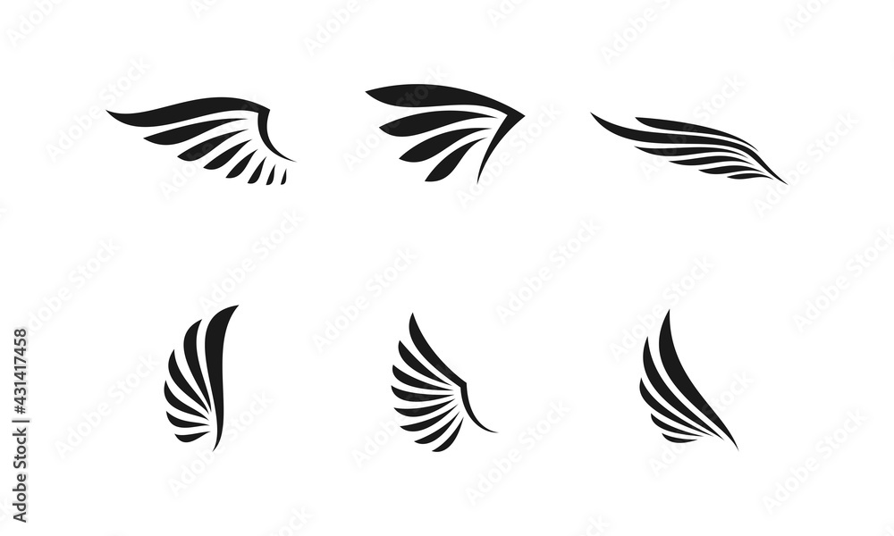 Wings set illustration vector icon Wings set illustration vector icon