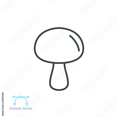 Mushroom icon. nature vegetable food slice, fungi, mycology. vegetarian organic nature meal. Natural healthy fungus. editable stroke outline style vector illustration design on white background EPS 10