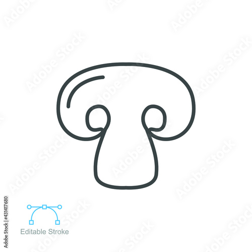 Mushroom icon. nature vegetable food slice, fungi, mycology. vegetarian organic nature meal. Natural healthy fungus. editable stroke outline style vector illustration design on white background EPS 10