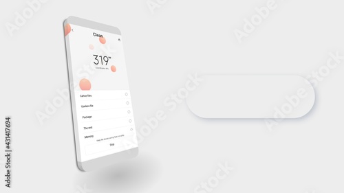 3D illustration. of a smartphone and neumphorism on white background.