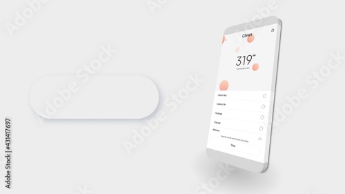 3D illustration. of a smartphone and neumphorism on white background