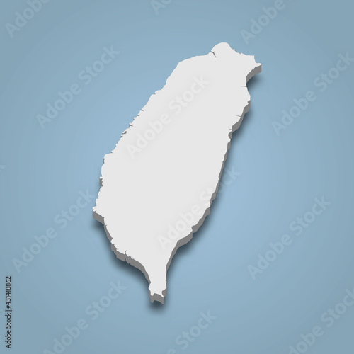3d isometric map of Taiwan is an island in Asia