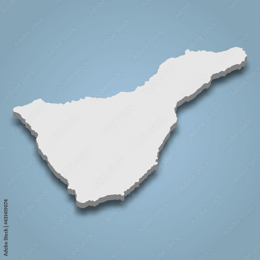 3d isometric map of Tenerife is an island in Canary Islands