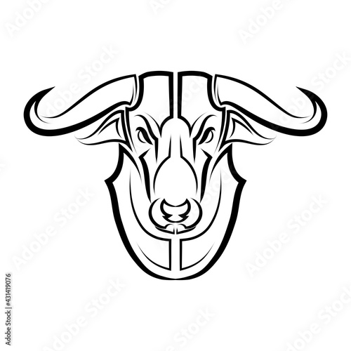 Line Vector Illustration front view of Bull. It is signs of the taurus zodiac.