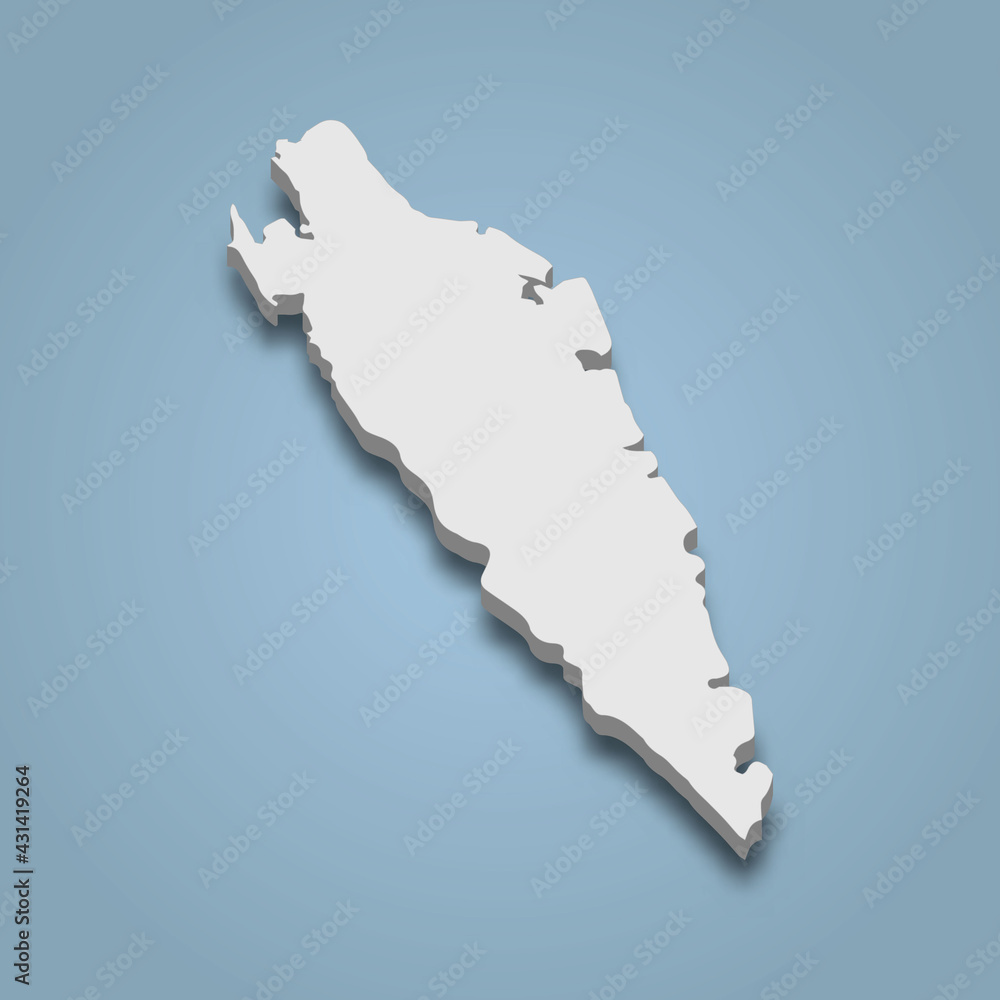 3d isometric map of Ticao is an island in Philippines