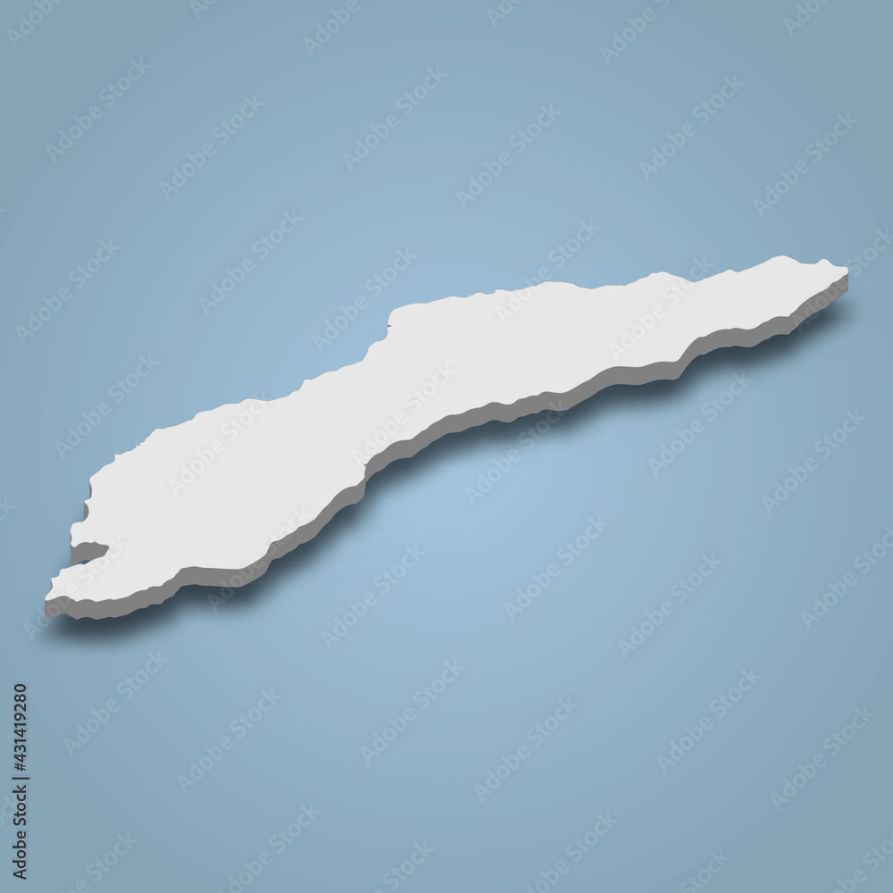 3d isometric map of Timor is an island in Indonesia