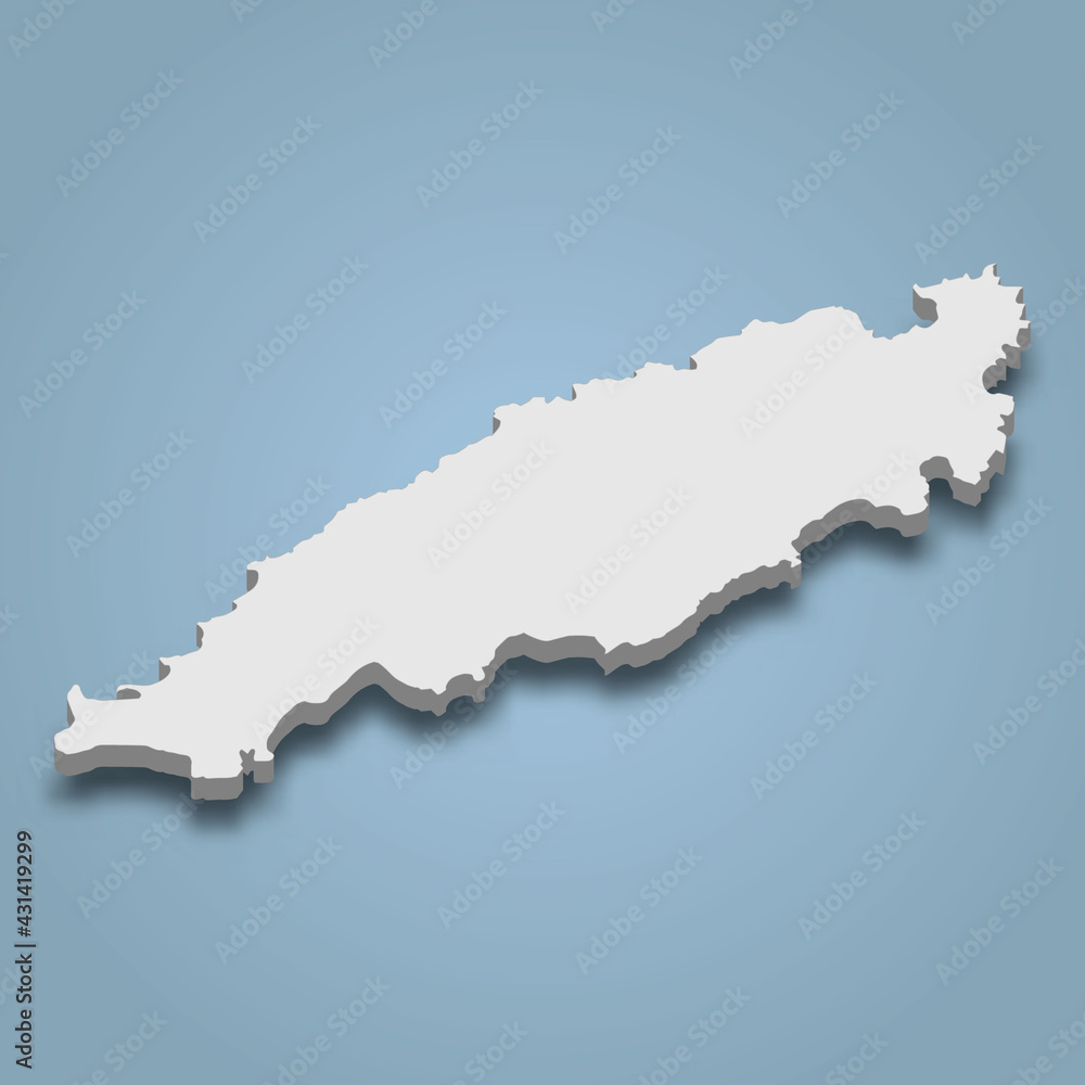 3d isometric map of Tobago is an island in Trinidad and Tobago