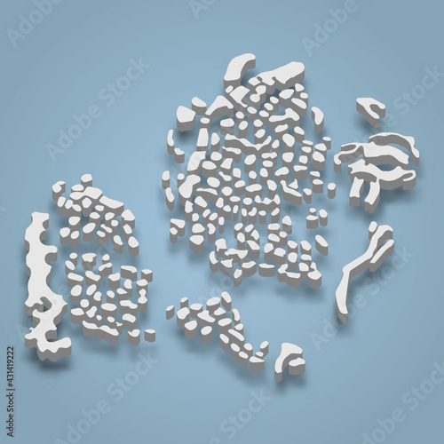 3d isometric map of The World is an artificial island in Dubai, United Arab Emirates