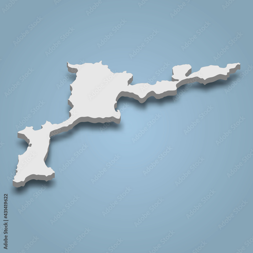 3d isometric map of Virgin Gorda is an island in British Virgin Islands